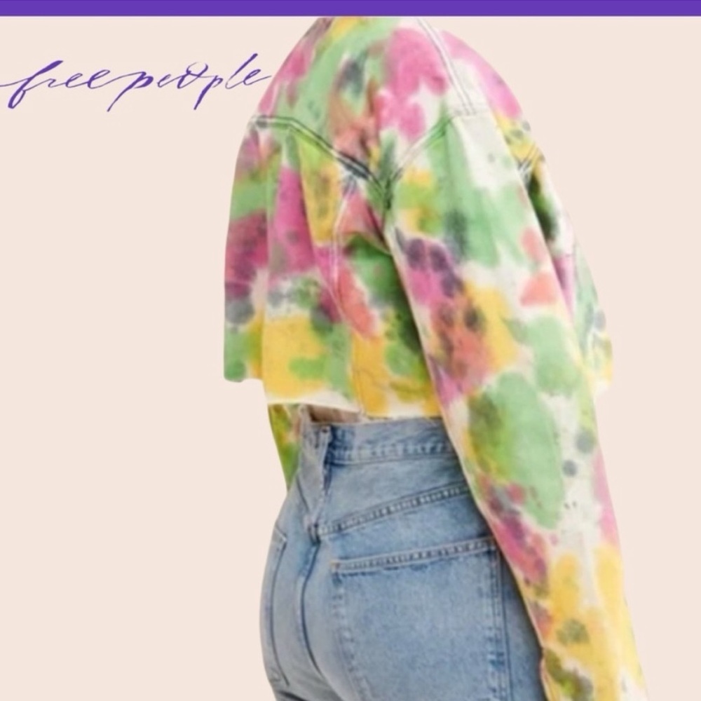 Free People Multicolor Tie-Dye Cropped Jacket - Picture 4 of 5